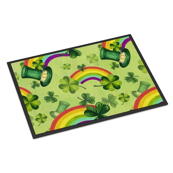 Micasa Watercolor St Patricks Day Lucky Leprechan Indoor or Outdoor Mat24 x 36 in. MI887594 - main